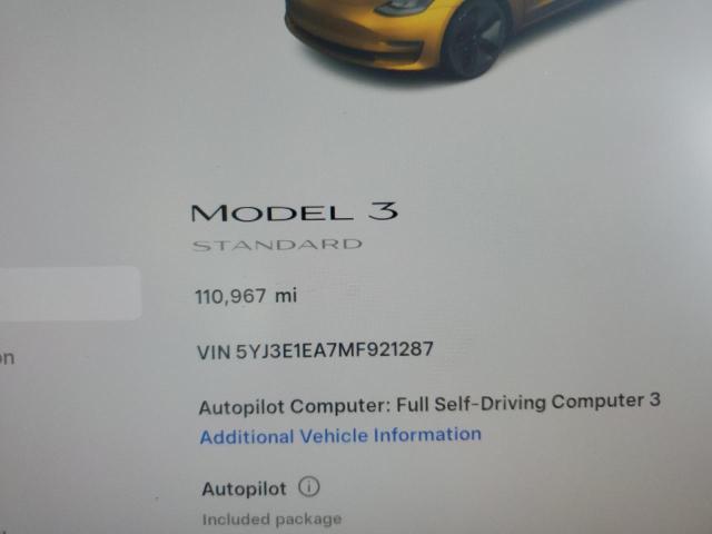 5YJ3E1EA7MF921287 - 2021 TESLA MODEL 3 BLUE photo 9