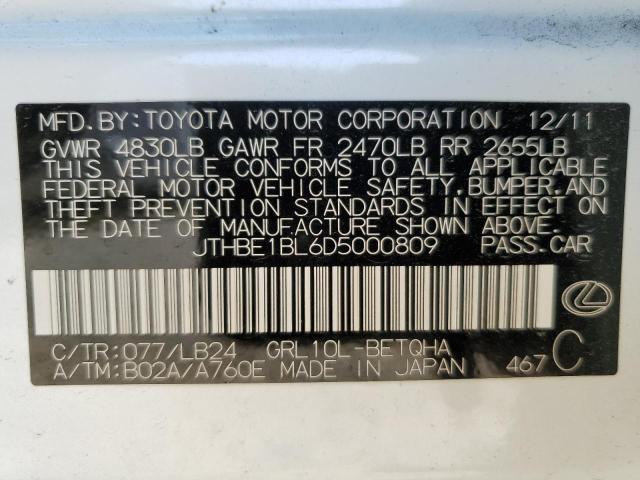 JTHBE1BL6D5000809 - 2013 LEXUS GS 350 Biały zdjęcie 12