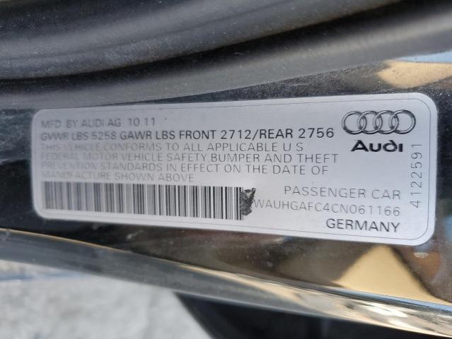 WAUHGAFC4CN061166 - 2012 AUDI A6 PRESTIGE BLACK photo 12