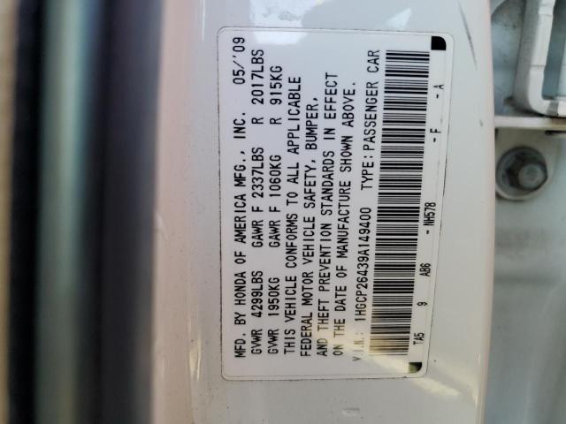 1HGCP26439A149400 - 2009 HONDA ACCORD LXP WHITE photo 13