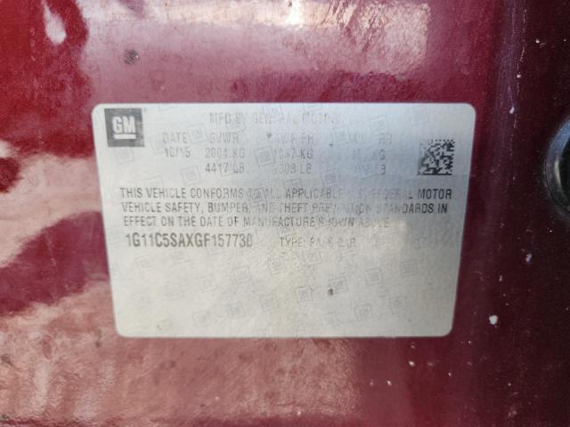 1G11C5SAXGF157730 - 2016 CHEVROLET MALIBU LIM LT BURGUNDY photo 12