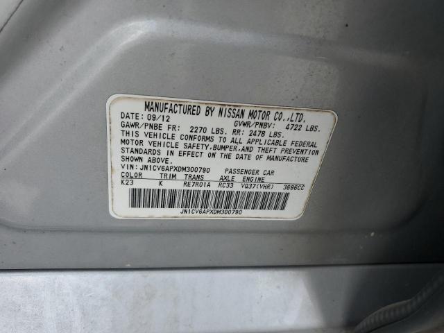JN1CV6APXDM300790 - 2013 INFINITI G37 BASE SILVER photo 12