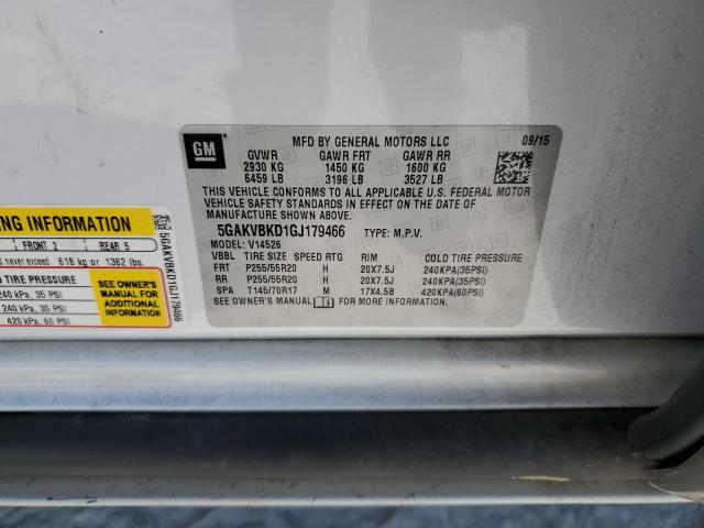 5GAKVBKD1GJ179466 - 2016 BUICK ENCLAVE WHITE photo 14