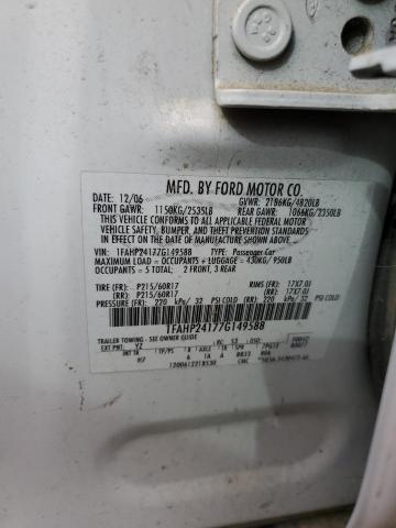 1FAHP24177G149588 - 2007 FORD FIVE HUNDR SEL WHITE photo 12