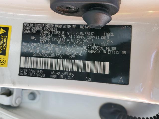 5TDZA3EH5DS043739 - 2013 TOYOTA HIGHLANDER BASE Ağ foto 13