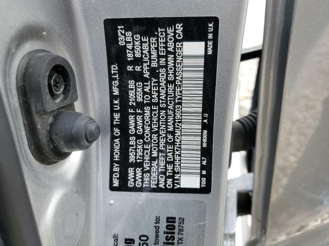 SHHFK7H42MU219603 - 2021 HONDA CIVIC SPORT 银色 照片 13