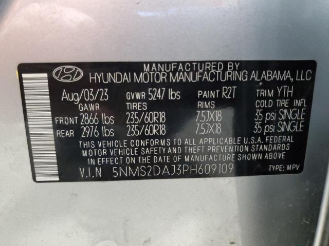 5NMS2DAJ3PH609109 - 2023 HYUNDAI SANTA FE SEL Сріблястий фото 13