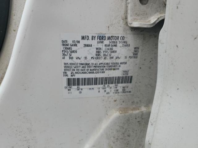 2LMDU68C98BJ20199 - 2008 LINCOLN MKX WHITE photo 12