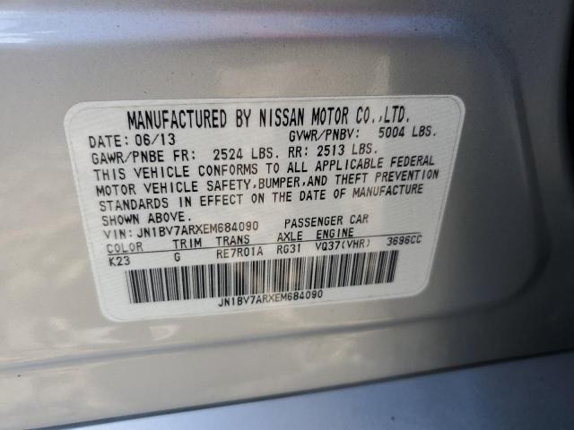 JN1BV7ARXEM684090 - 2014 INFINITI Q50 BASE Gümüş foto 12