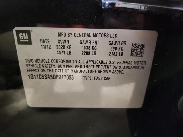 1G11C5SA5DF217053 - 2013 CHEVROLET MALIBU 1LT შავი ფოტო 12