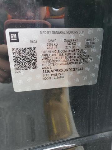 1G6AP5SX0K0137341 - 2019 CADILLAC CTS Чорний фото 12