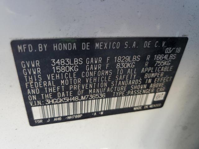 3HGGK5H48JM736536 - 2018 HONDA FIT LX WHITE photo 12