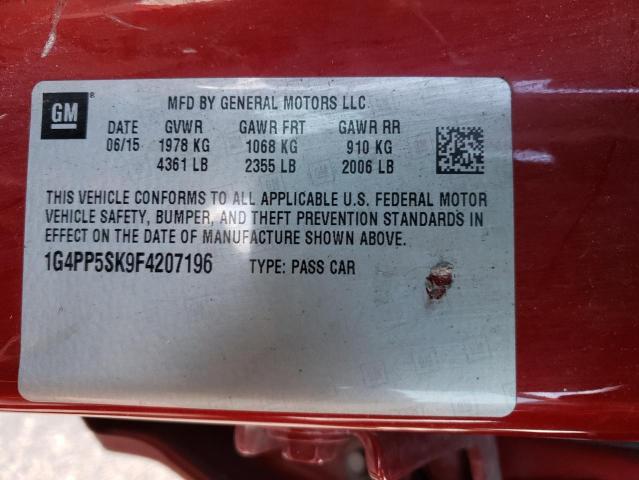 1G4PP5SK9F4207196 - 2015 BUICK VERANO RED photo 12