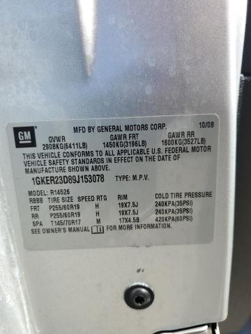 1GKER23D89J153078 - 2009 GMC ACADIA SLT-1 SILVER photo 13