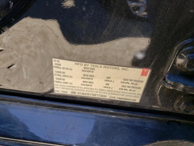 5YJSA1E11GF173034 - 2016 TESLA MODEL S 黑色 照片 13