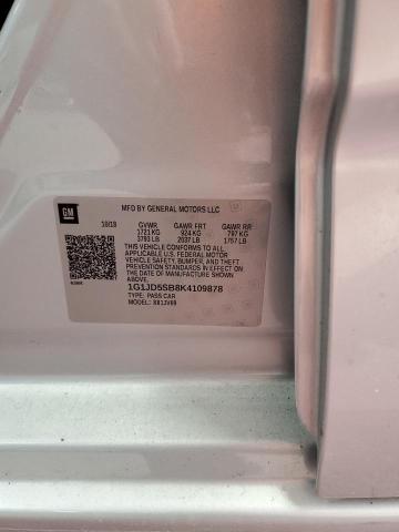 1G1JD5SB8K4109878 - 2019 CHEVROLET SONIC LT SILVER photo 12