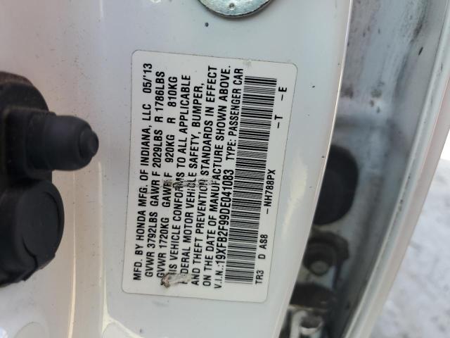 19XFB2F99DE041083 - 2013 HONDA CIVIC EXL Ақ фото 12