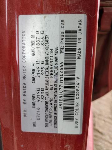 JM1BN1U77H1102666 - 2017 MAZDA 3 SPORT RED photo 12