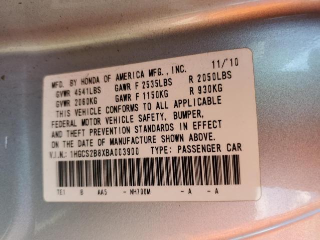 1HGCS2B8XBA003900 - 2011 HONDA ACCORD EXL ვერცხლისფერი ფოტო 13