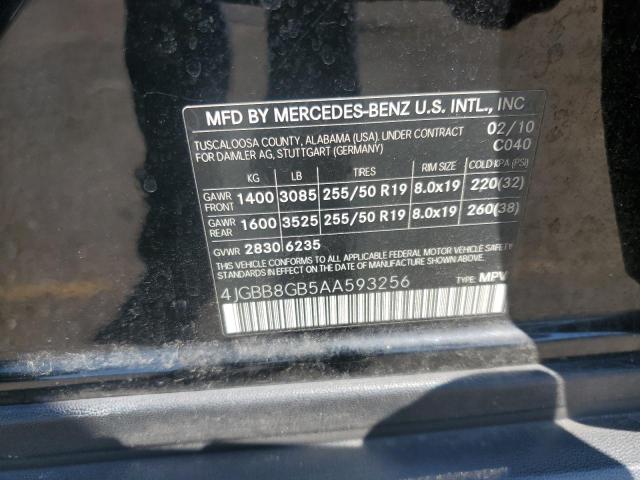 4JGBB8GB5AA593256 - 2010 MERCEDES-BENZ ML 350 4MATIC BLACK photo 13