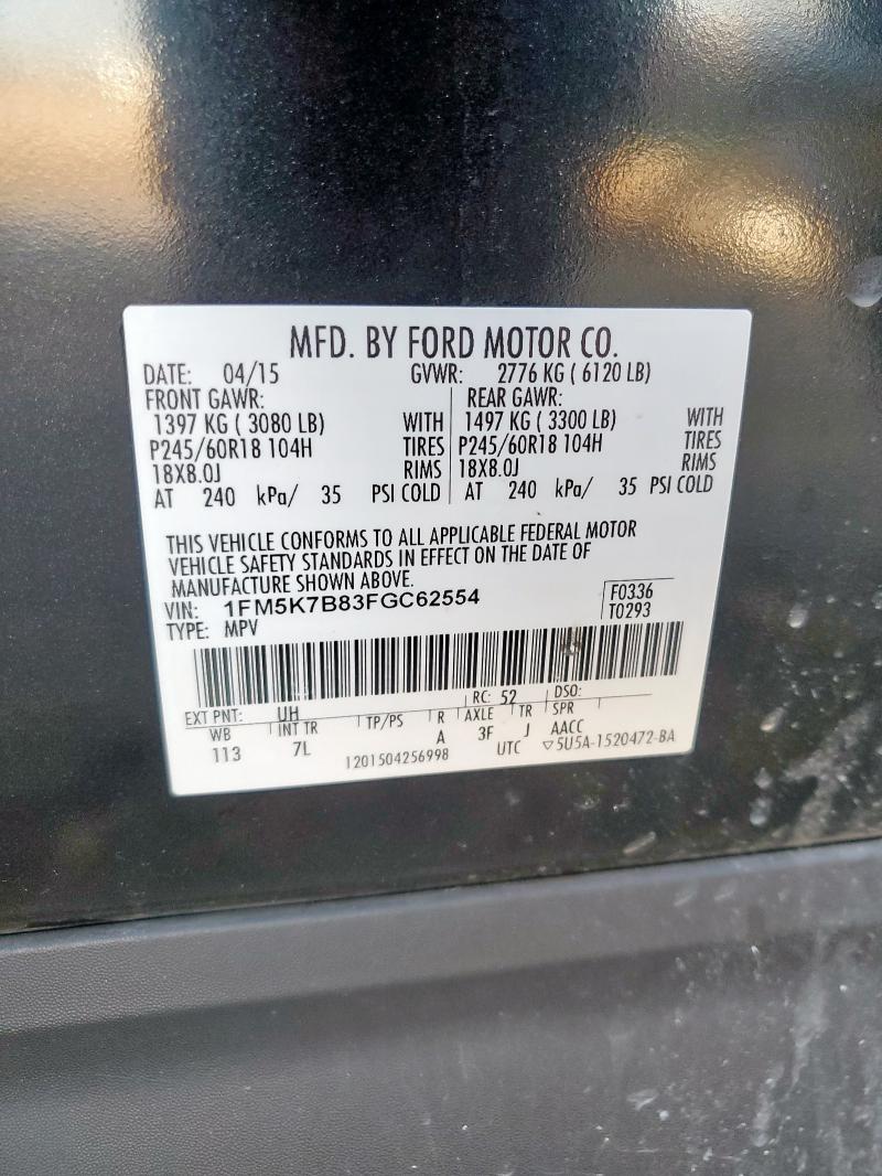 1FM5K7B83FGC62554 - 2015 FORD EXPLORER BLACK photo 13