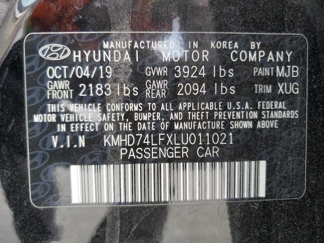 KMHD74LFXLU011021 - 2020 HYUNDAI ELANTRA SE BLACK photo 13