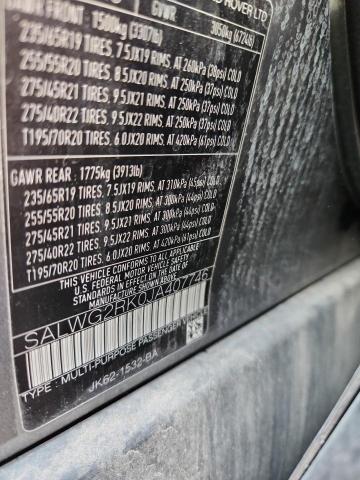 SALWG2RK0JA407746 - 2018 LAND ROVER RANGE ROVE SE GRAY photo 12