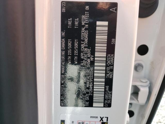 2T2BAMBA1PC020546 - 2023 LEXUS RX 350 BASE თეთრი ფოტო 14