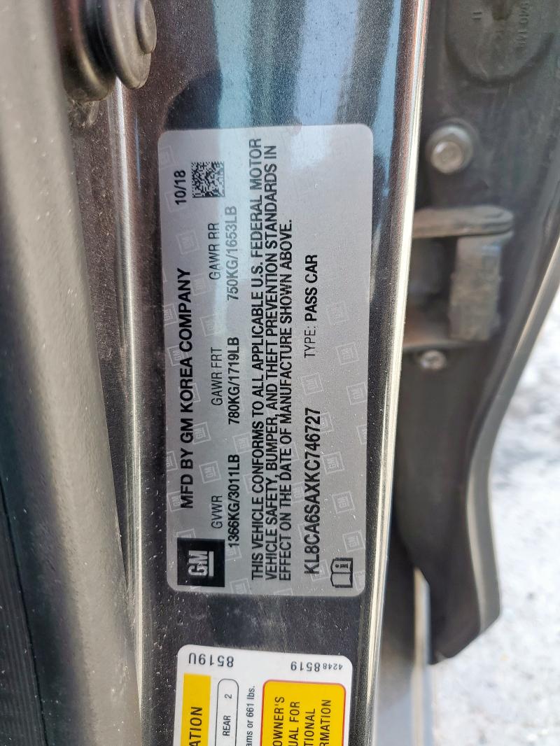 KL8CA6SAXKC746727 - 2019 CHEVROLET SPARK LS Сұр фото 12