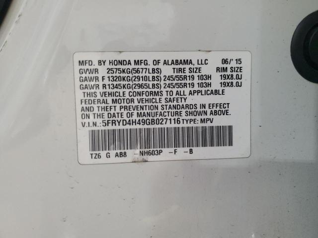 5FRYD4H49GB027116 - 2016 ACURA MDX TECHNOLOGY WHITE photo 14