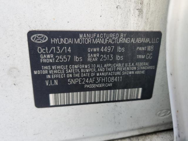 5NPE24AF3FH108411 - 2015 HYUNDAI SONATA SE WHITE photo 12