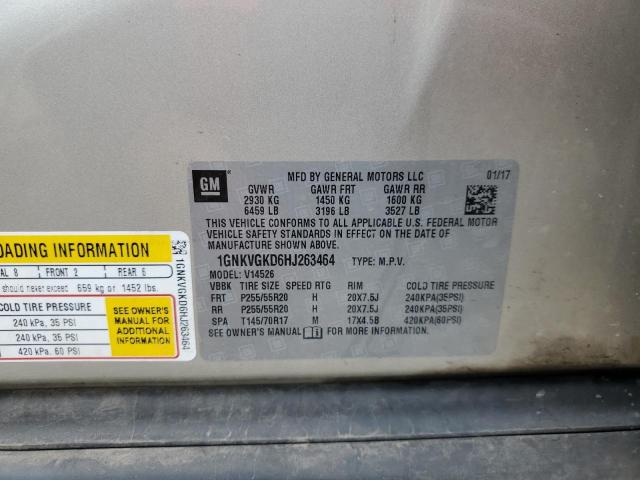 1GNKVGKD6HJ263464 - 2017 CHEVROLET TRAVERSE LT ბეჟი ფოტო 13