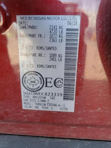 5N1AT2MV9JC823339 - 2018 NISSAN ROGUE S წითელი ფოტო 13