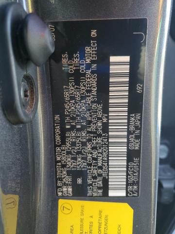 JTEDS41A982012413 - 2008 TOYOTA HIGHLANDER GRAY photo 12