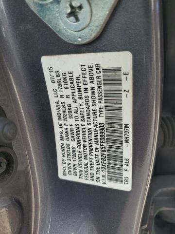 19XFB2F85FE089903 - 2015 HONDA CIVIC EX GRAY photo 12