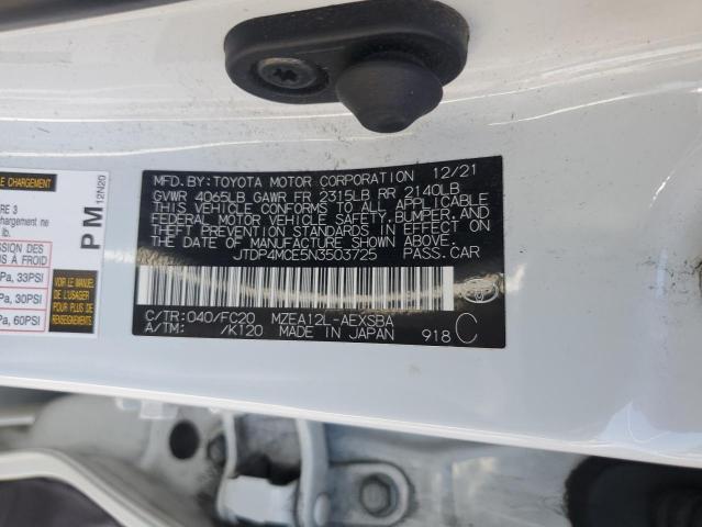 JTDP4MCE5N3503725 - 2022 TOYOTA COROLLA SE თეთრი ფოტო 12