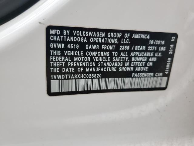 1VWDT7A3XHC026820 - 2017 VOLKSWAGEN PASSAT R-LINE Սպիտակ լուսանկար 12