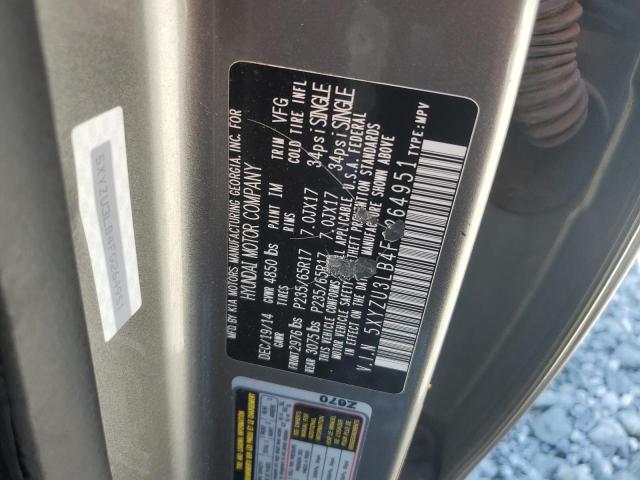 5XYZU3LB4FG264951 - 2015 HYUNDAI SANTA FE S GRAY photo 13