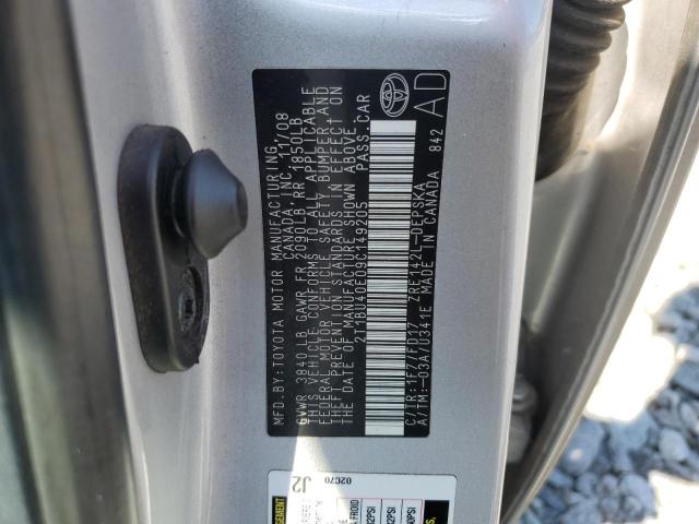 2T1BU40E09C149205 - 2009 TOYOTA COROLLA BASE 银色 照片 12