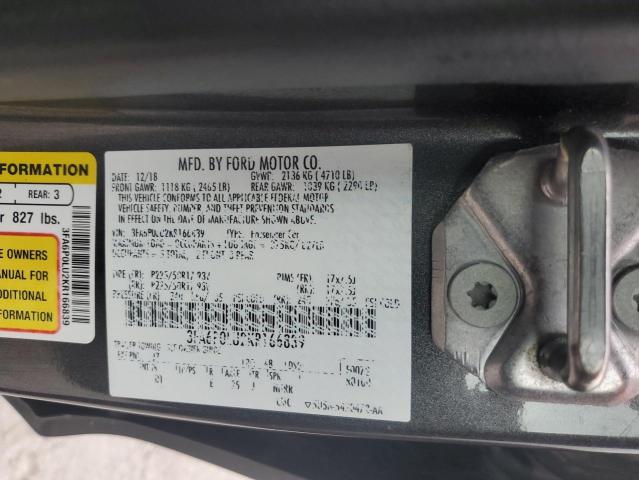 3FA6P0LU2KR166839 - 2019 FORD FUSION SE GRAY photo 12