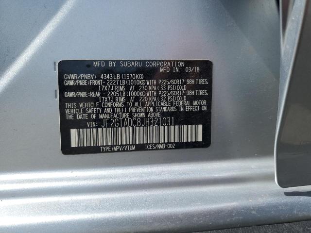 JF2GTADC8JH321031 - 2018 SUBARU CROSSTREK PREMIUM Plata foto 13