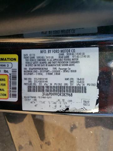 3FA6P0H99DR382968 - 2013 FORD FUSION SE BLACK photo 12