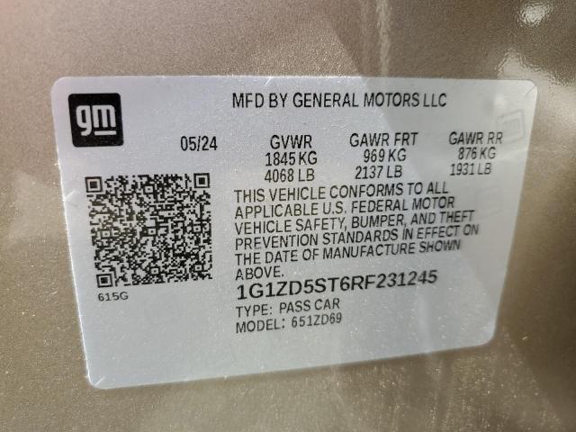 1G1ZD5ST6RF231245 - 2024 CHEVROLET MALIBU LT TAN photo 12