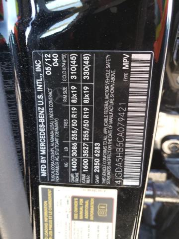 4JGDA5HB5CA079421 - 2012 MERCEDES-BENZ ML 350 4MATIC BLACK photo 12