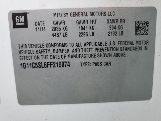 1G11C5SL6FF219074 - 2015 CHEVROLET MALIBU 1LT WHITE photo 13