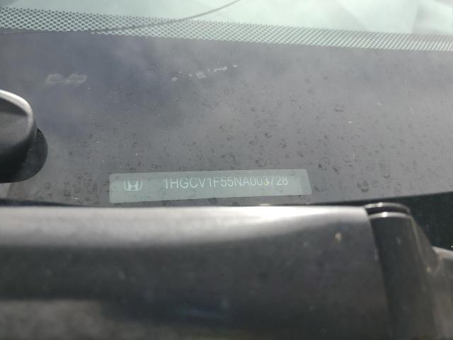 1HGCV1F55NA003728 - 2022 HONDA ACCORD EXL BLACK photo 12