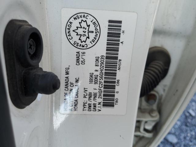 2HGFC2F56GH029039 - 2016 HONDA CIVIC LX WHITE photo 12