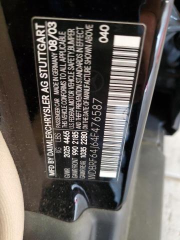 WDBRF64J64F476587 - 2004 MERCEDES-BENZ C 320 BLACK photo 12
