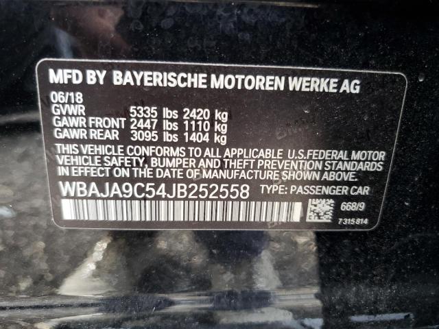 WBAJA9C54JB252558 - 2018 BMW 530E BLACK photo 12