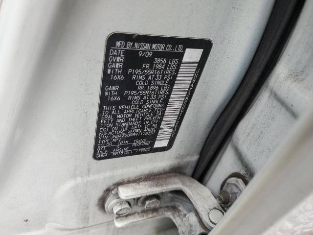 JN8AZ28R89T128351 - 2009 NISSAN CUBE BASE WHITE photo 12